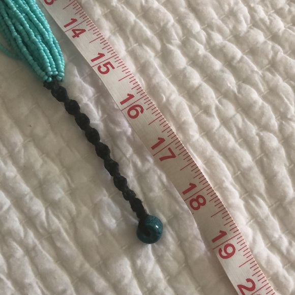 Turquoise bead multi strand necklace with button closure. Choker style. 18” - Picture 3 of 3